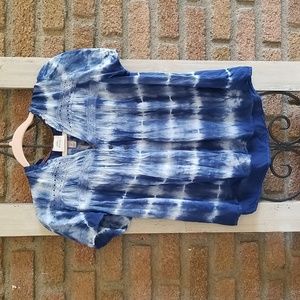 Blue & White Tie-Dye Flowy Blouse by Knox Rose in size S